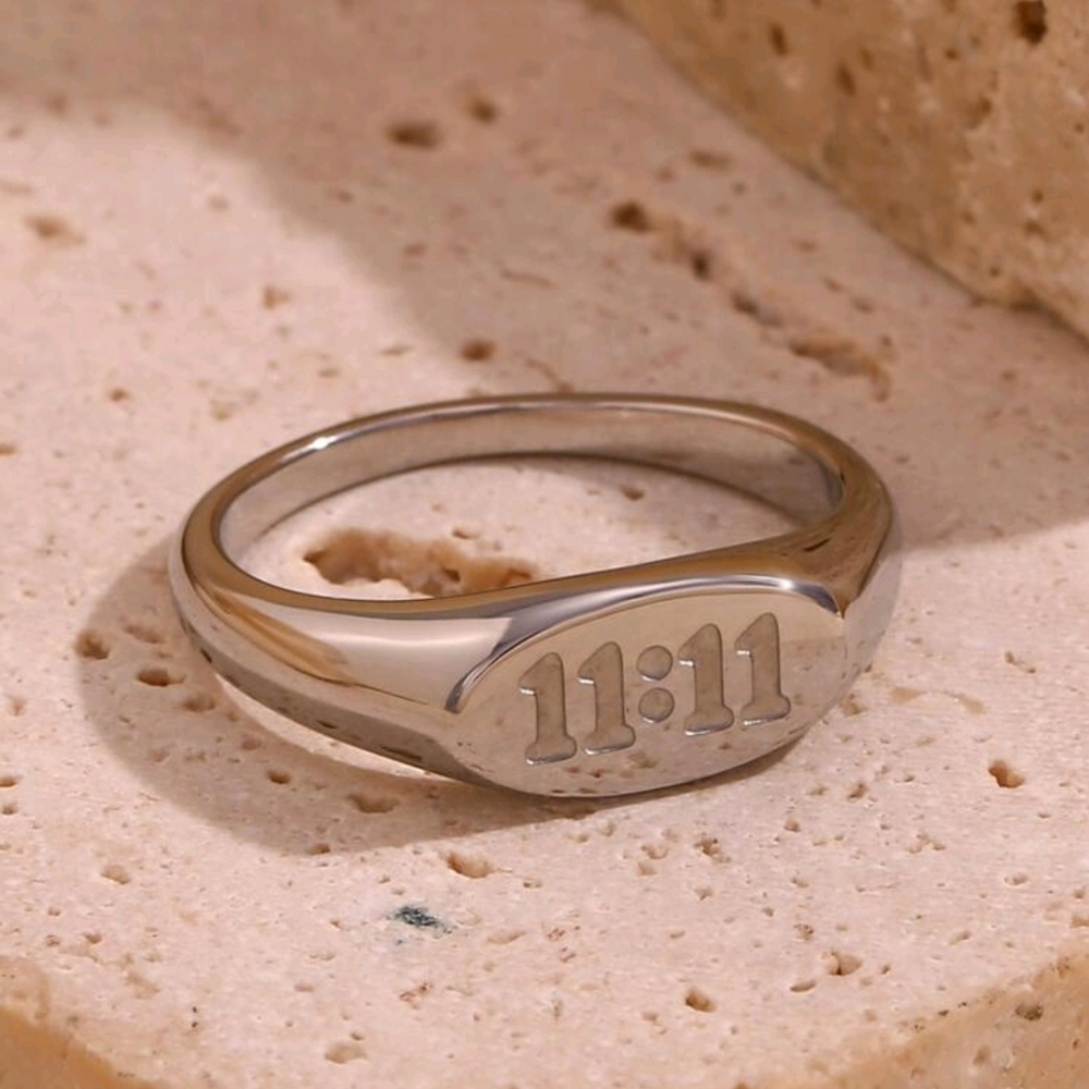 Engraved Silver Ring with 11:11 Design